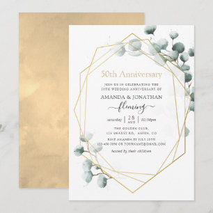 Eukalyptus Geometric 50. Hochzeitstag Einladung