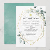 Eukalyptus Geometric Bat Mitzvah Einladung (Vorne/Hinten)