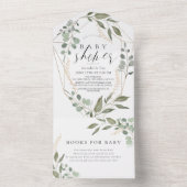 Eukalyptus Geometric Book Request Baby Dusche All In One Einladung (Innen Boden)