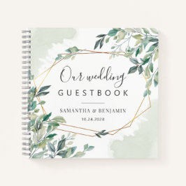 Eukalyptus Geometric Botanical Wedding Guest Book Notizblock
