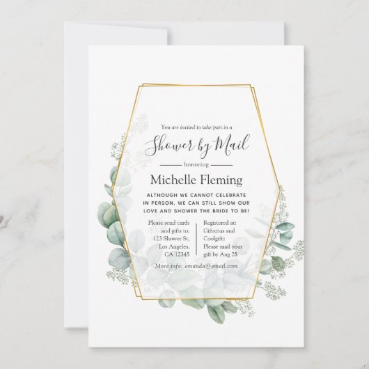 Eukalyptus Geometric Bridal oder Baby Showroom per Einladung (Vorderseite)