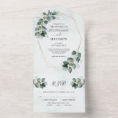 Eukalyptus Geometric Foliage Moderne Hochzeit All In One Einladung (Innen Boden)