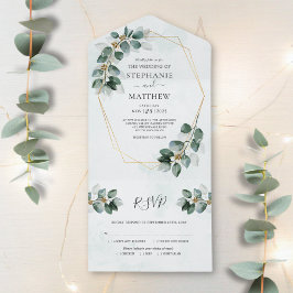 Eukalyptus Geometric Foliage Moderne Hochzeit All In One Einladung