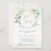 Eukalyptus Geometric Gender Neutral Baby Shower Einladung (Vorderseite)