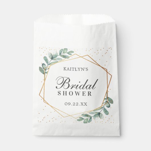 Eukalyptus Geometric Gold Foil Brautparty Geschenktütchen (Vorderseite)