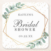 Eukalyptus Geometric Gold Foil Brautparty Rechteckiger Pappuntersetzer (Vorderseite)