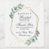 Eukalyptus Geometric Gold Foil Brautparty Weinetikett (Einzelnes Label)