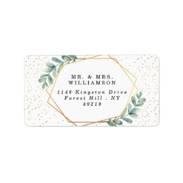 Eukalyptus Geometric Gold Foil Wedding Adressaufkleber
