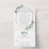 Eukalyptus Geometric Gold Foil Wedding All In One Einladung (Innen Boden)