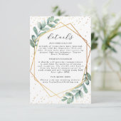 Eukalyptus Geometric Gold Foil Wedding Begleitkarte (Stehend Vorderseite)