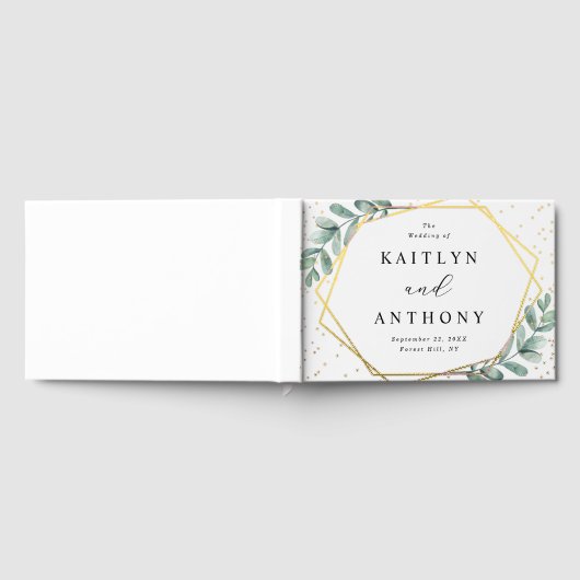 Eukalyptus Geometric Gold Foil Wedding Gästebuch (Voll)