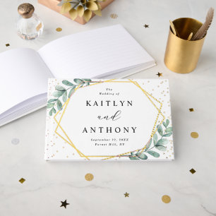 Eukalyptus Geometric Gold Foil Wedding Gästebuch