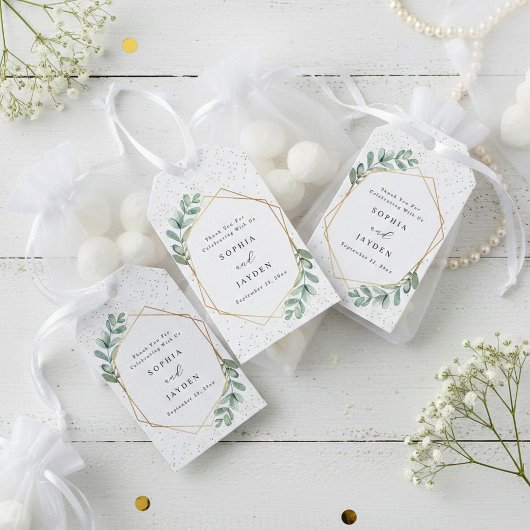 Eukalyptus Geometric Gold Foil Wedding Geschenkanhänger