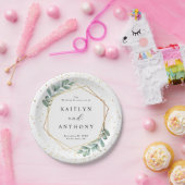 Eukalyptus Geometric Gold Foil Wedding Pappteller (Party)