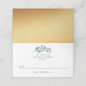 Eukalyptus Geometric Gold Foil Wedding Platzkarte (Außenseite Aufgefaltet)