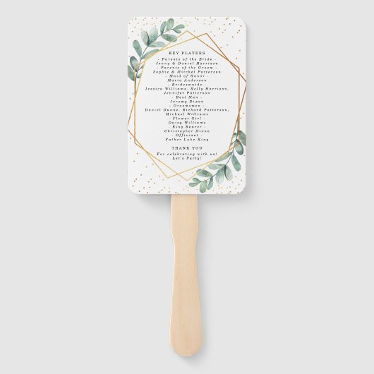 Eukalyptus Geometric Gold Foil Wedding Program Fächer (Rückseite)