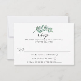 Eukalyptus Geometric Gold Foil Wedding RSVP Karte