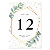Eukalyptus Geometric Gold Foil Wedding Tischnummer (Vorderseite)