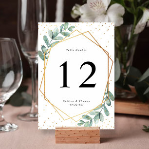 Eukalyptus Geometric Gold Foil Wedding Tischnummer