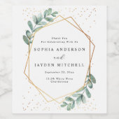 Eukalyptus Geometric Gold Foil Wedding Weinetikett (Einzelnes Label)