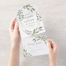 Eukalyptus Geometric Gold Frame Sage Green Wedding