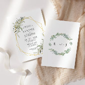 Eukalyptus Geometric Gold Frame Wedding Einladung
