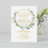 Eukalyptus Geometric Gold Wedding Folieneinladung (Stehend vorne)