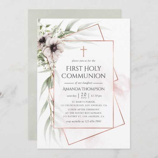 Eukalyptus Geometric Heilige Kommune Einladung (Vorne/Hinten)