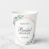 Eukalyptus Geometric Rose Gold Foil Brautparty Pappbecher (Rückseite)