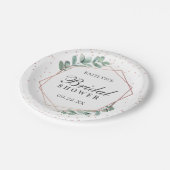 Eukalyptus Geometric Rose Gold Foil Brautparty Pappteller (Schrägansicht)