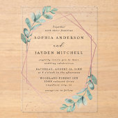 Eukalyptus Geometric Rose Gold Foil Wedding Acryleinladungen (Vorderseite)