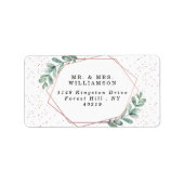 Eukalyptus Geometric Rose Gold Foil Wedding Adressaufkleber (Vorne)