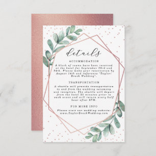 Eukalyptus Geometric Rose Gold Foil Wedding Begleitkarte