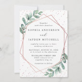 Eukalyptus Geometric Rose Gold Foil Wedding Einladung (Vorderseite)