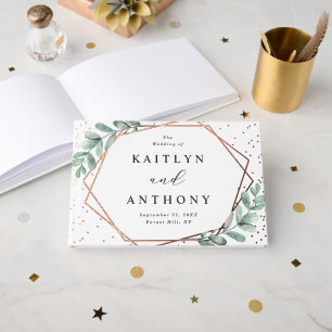 Eukalyptus Geometric Rose Gold Foil Wedding Gästebuch