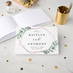 Eukalyptus Geometric Rose Gold Foil Wedding Gästebuch