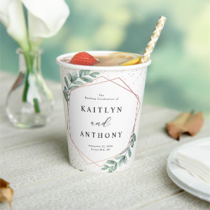 Eukalyptus Geometric Rose Gold Foil Wedding Pappbecher