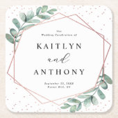 Eukalyptus Geometric Rose Gold Foil Wedding Rechteckiger Pappuntersetzer (Vorderseite)