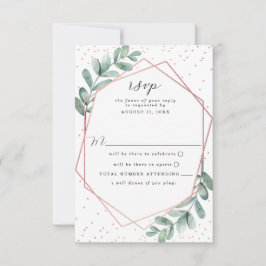 Eukalyptus Geometric Rose Gold Foil Wedding RSVP Karte