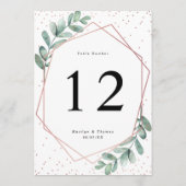 Eukalyptus Geometric Rose Gold Foil Wedding Table Einladung (Rückseite)