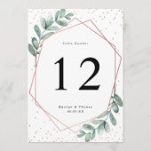 Eukalyptus Geometric Rose Gold Foil Wedding Table Einladung (Vorderseite)