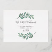 Eukalyptus Geometric Save the Date Real Folieneinladung (Rückseite)