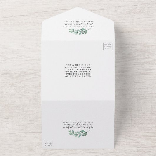 Eukalyptus Geometric Silver Foil Wedding All In One Einladung (Außenbereich)