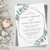 Eukalyptus Geometric Silver Foil Wedding Einladung