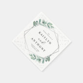 Eukalyptus Geometric Silver Foil Wedding Serviette (Ecke)
