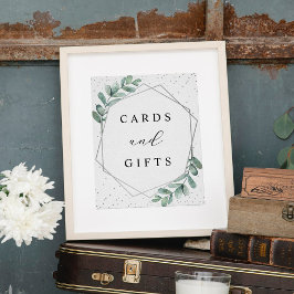 Eukalyptus Geometric Silver Foil Wedding Sign Poster