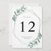 Eukalyptus Geometric Silver Foil Wedding Table Einladung (Rückseite)