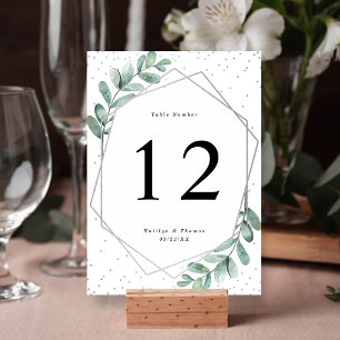 Eukalyptus Geometric Silver Foil Wedding Table Einladung
