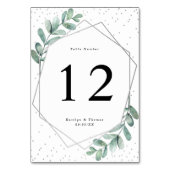 Eukalyptus Geometric Silver Foil Wedding Tischnummer (Rückseite)