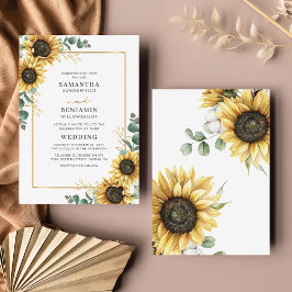 Eukalyptus Geometric Sunflower Wedding Einladung